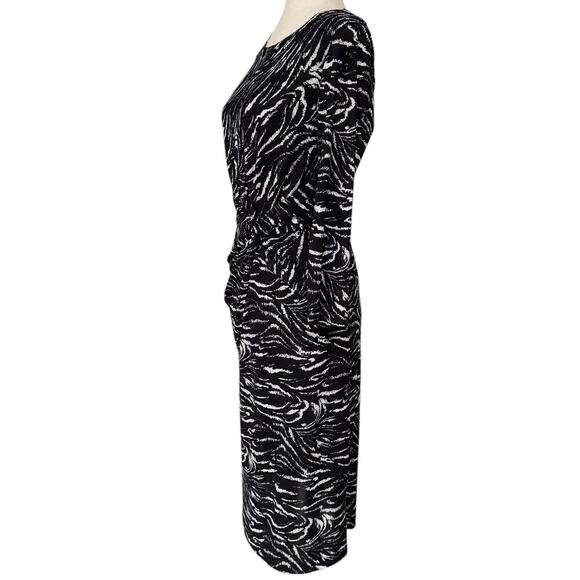 Kenneth Cole New York Zebra Print Ruched Front Sheath Dress, Size Med. - Picture 3 of 8